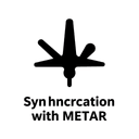 Минималистичная одноцветная иконка синхронизации с METAR на белом фоне для авиационного симулятора